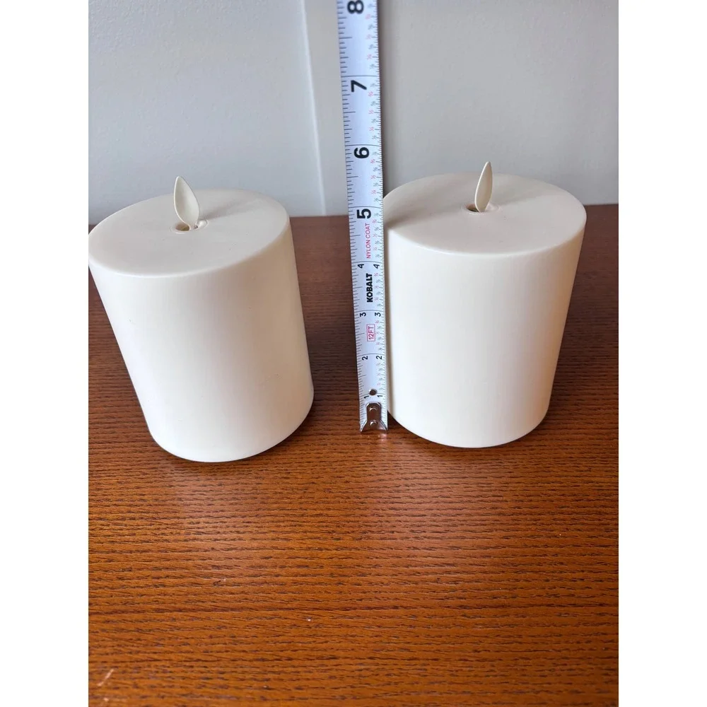 Pottery Barn Luminara Flameless Pillar Candles Ivory Set of 2 Flickering LED